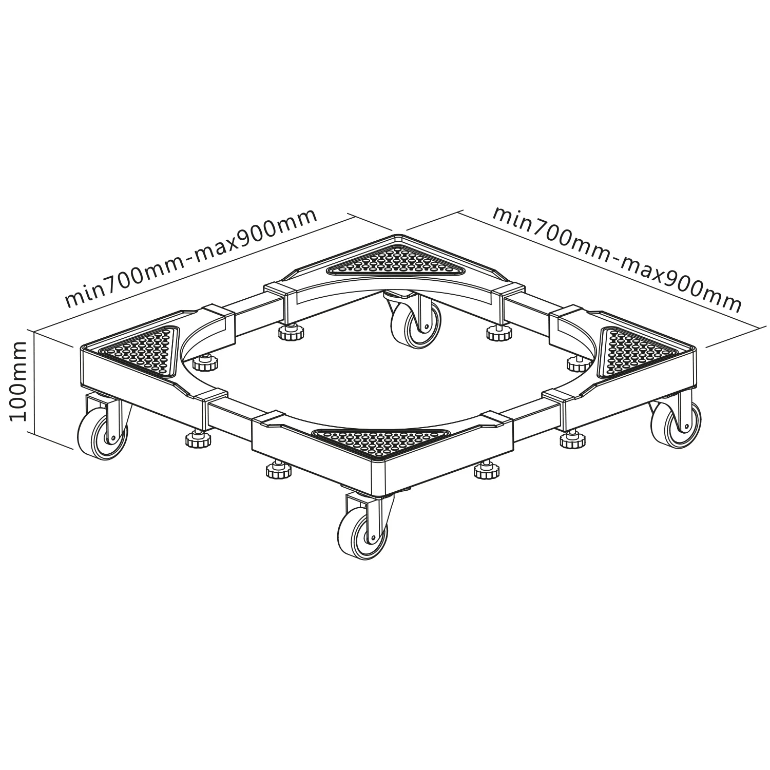 Support mobile pour lave-linge Maclean, blocage des roulettes, 700-900mm de large, universel, jusqu'à 200kg, MC-119 B – Image 5